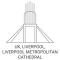 England, Liverpool, Liverpool Metropolitan Cathedral travel landmark vector illustration