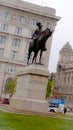 England ,Liverpool,may18 -2013 View of King Edward VII statue in front of the Cunard Building in Liverpool, England