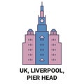 England, Liverpool, Pier Head travel landmark vector illustration