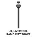 England, Liverpool, Radio City Tower travel landmark vector illustration