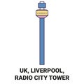 England, Liverpool, Radio City Tower travel landmark vector illustration