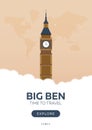 England. London. Big Ben. Time To Travel. Travel Poster. Vector Flat Illustration.