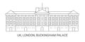 England, London, Buckingham Palace, travel landmark vector illustration