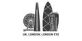 England, London, London Eye, travel landmark vector illustration Royalty Free Stock Photo