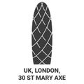 England, London, 0 St Mary Axe travel landmark vector illustration