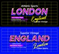 England London urban modern sports typeface superior vintage, for print on t shirts etc.