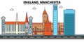 England, Manchester. City skyline architecture Editable