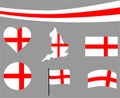 England Flag Map Ribbon And Heart Icons Vector Royalty Free Stock Photo