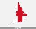 England Map Flag. Map of England United Kingdom UK with the English national flag isolated on white background. Vector Illustratio Royalty Free Stock Photo