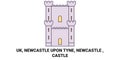 England, Newcastle Upon Tyne, Newcastle , Castle travel landmark vector illustration Royalty Free Stock Photo