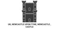 England, Newcastle Upon Tyne, Newcastle , Castle travel landmark vector illustration Royalty Free Stock Photo