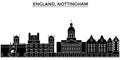 England, Nottingham architecture vector city skyline, travel cityscape with landmarks, buildings, isolated sights on