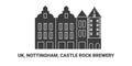 England, Nottingham, Castle Rock Brewery, travel landmark vector illustration