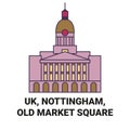 England, Nottingham, Old Market Square travel landmark vector illustration