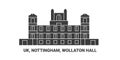 England, Nottingham, Wollaton Hall, travel landmark vector illustration Royalty Free Stock Photo