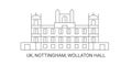 England, Nottingham, Wollaton Hall, travel landmark vector illustration