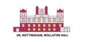 England, Nottingham, Wollaton Hall, travel landmark vector illustration