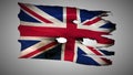 England perforated, burned, grunge waving flag loop alpha