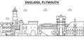 England, Plymouth architecture line skyline illustration. Linear vector cityscape with famous landmarks, city sights