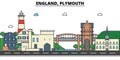 England, Plymouth. City skyline architecture . Editable