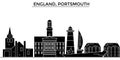 England, Portsmouth architecture vector city skyline, travel cityscape with landmarks, buildings, isolated sights on