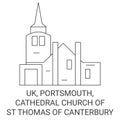 England, Portsmouth, Cathedral Church Of St Thomas Of Canterbury travel landmark vector illustration