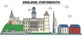 England, Portsmouth. City skyline architecture Editable