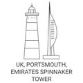 England, Portsmouth, Emirates Spinnaker Tower travel landmark vector illustration