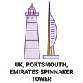 England, Portsmouth, Emirates Spinnaker Tower travel landmark vector illustration