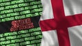 England Realistic Flag with Cyber Attack Titles Illustration