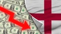 England Realistic Flag, Usa Dollar, Descending Zigzag Red Arrow Illustrations