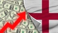 England Realistic Flag, Usa Dollar, Rising Zigzag Red Arrow