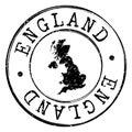 England Stamp Silhouette Map. Postal Passport Stamp Round Vector Icon Design.