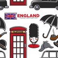 England travel destination seamless pattern English symbols Royalty Free Stock Photo