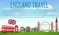 England travel with landmark and icon of england