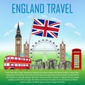 England travel with landmark and icon of england