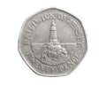 England twenty pence coin on a white isolated background Royalty Free Stock Photo