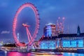 England, the United Kingdom: London Eye, a giant Ferris wheel on bank of River Thames Royalty Free Stock Photo