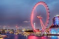 England, the United Kingdom: London Eye, a giant Ferris wheel on bank of River Thames Royalty Free Stock Photo