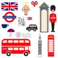 England vector traditional symbols.