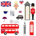 England vector traditional symbols.