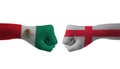 England VS Mexico hand flag Man hands patterned football world cup Royalty Free Stock Photo