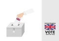 England woman voter dropping ballots in the election box with national flag vector