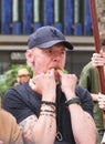 English actor Simon Pegg at the Equity Union - SAG-AFTRA protest rally in central London, UK.