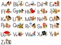 English alphabet abc letter set. Owl teacher learn grammar Royalty Free Stock Photo