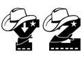 English alphabet black silhouette. Vector illustration of letter Y and Z with western decoration Cowboy hat and sheriff star Royalty Free Stock Photo