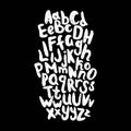 English alphabet. Black and white lettering.Letter. Vector handwritten brush script. White letters on chalkboard background. ABC.