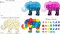 English alphabet for children. Mosaic in the form of an elephant