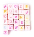 English alphabet colored cubes