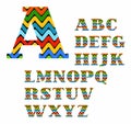 English alphabet, colorful zigzag, vector.